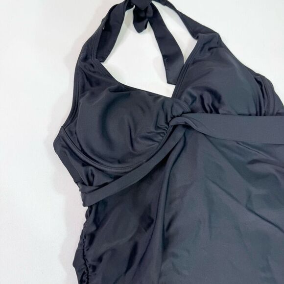 Athleta Tankini Womens 36 B/C Black Underwire Swimsuit Bathing  Halter Swim Top - Picture 4 of 9